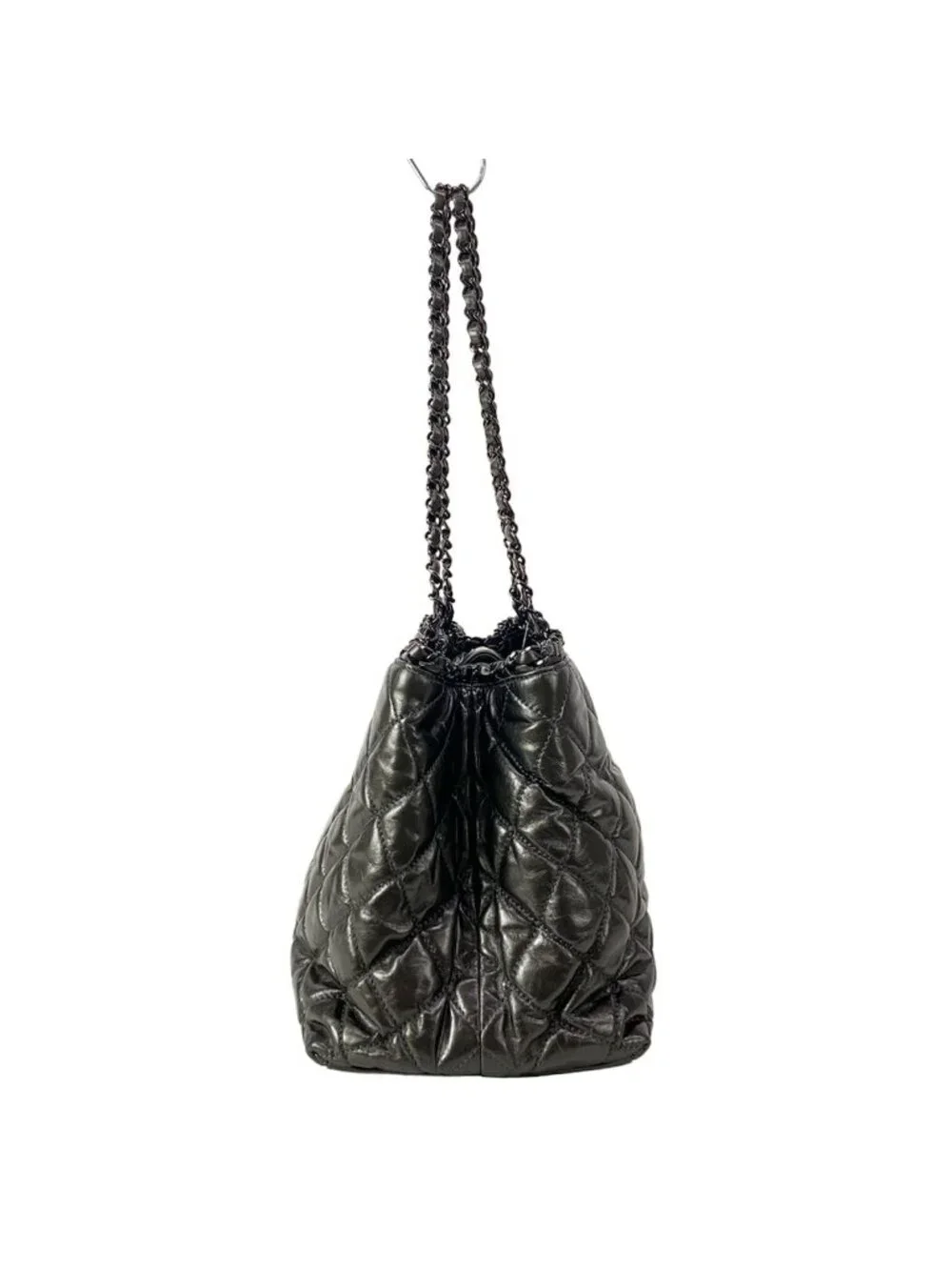 Chanel Tote Bag Chain Me Metallic Gray Shoulder Silver